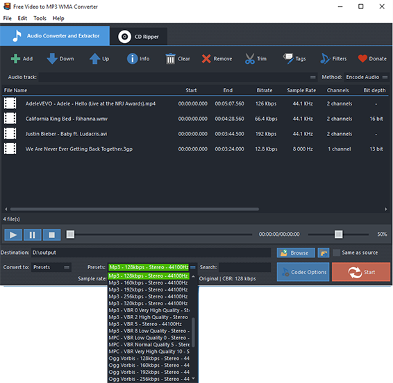 Preset Output Settings